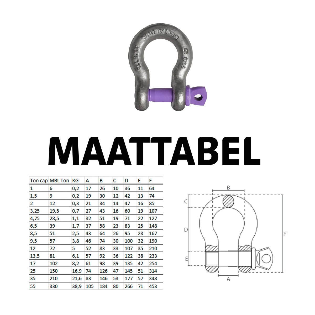 Harpsluiting met borstbout EN 13889, U.S. Fred Spec