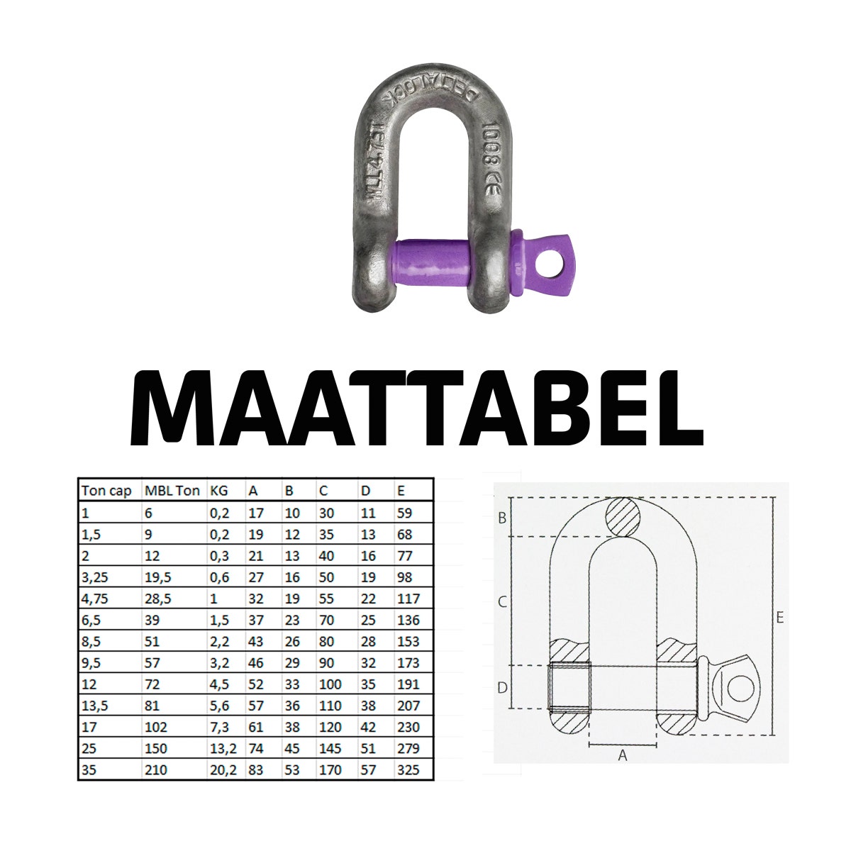 D-sluiting met borstbout EN 13889, U.S. Fred Spec