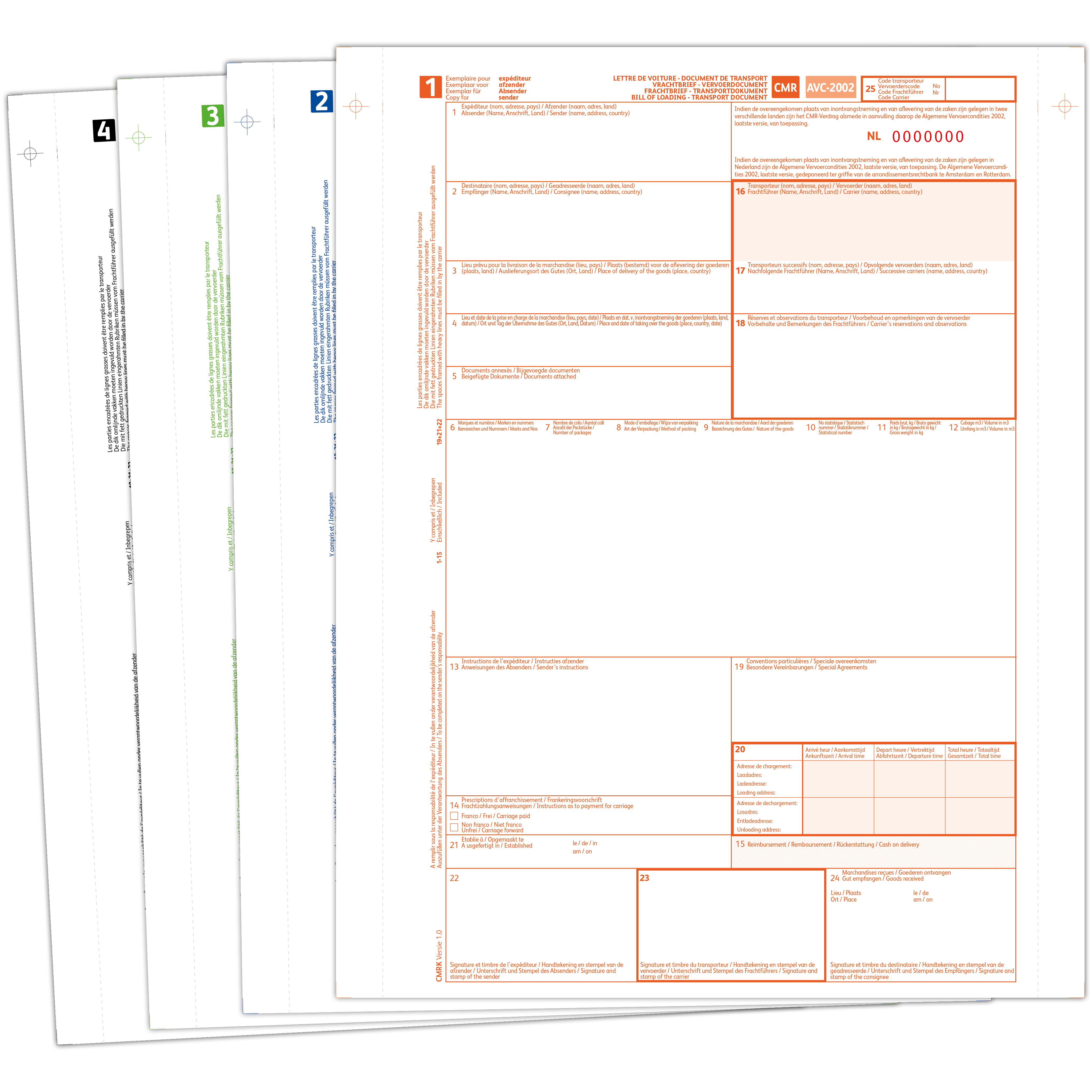 CMR Vrachtbrief Handmatig Blok [1-2-3-4]