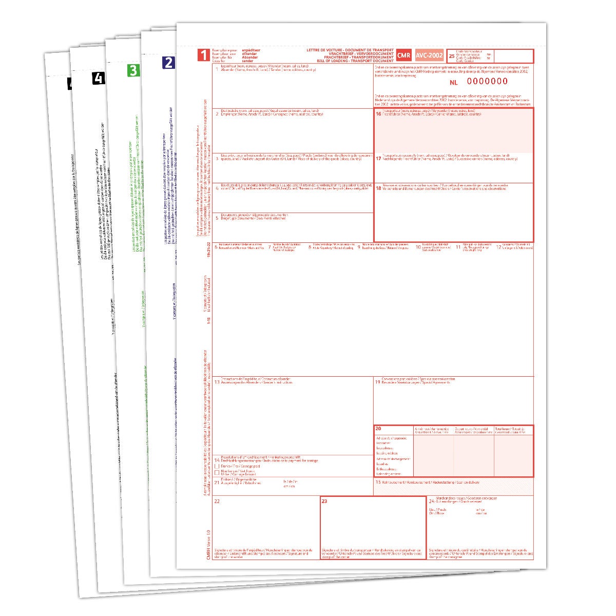 CMR Vrachtbrief Handmatig 5-voud 