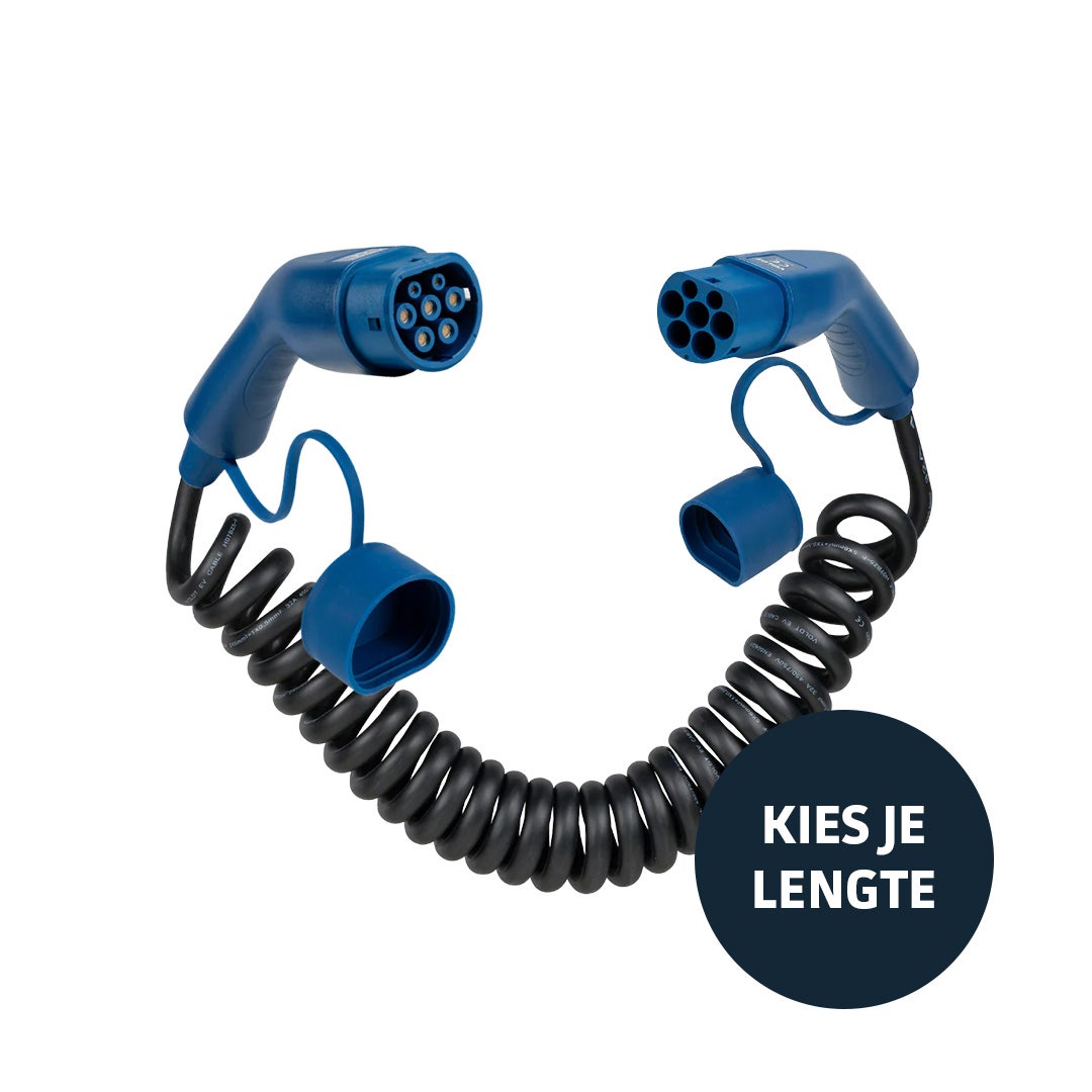 EV laadkabel  spiraal type 2 mode 3 32A 22Kw