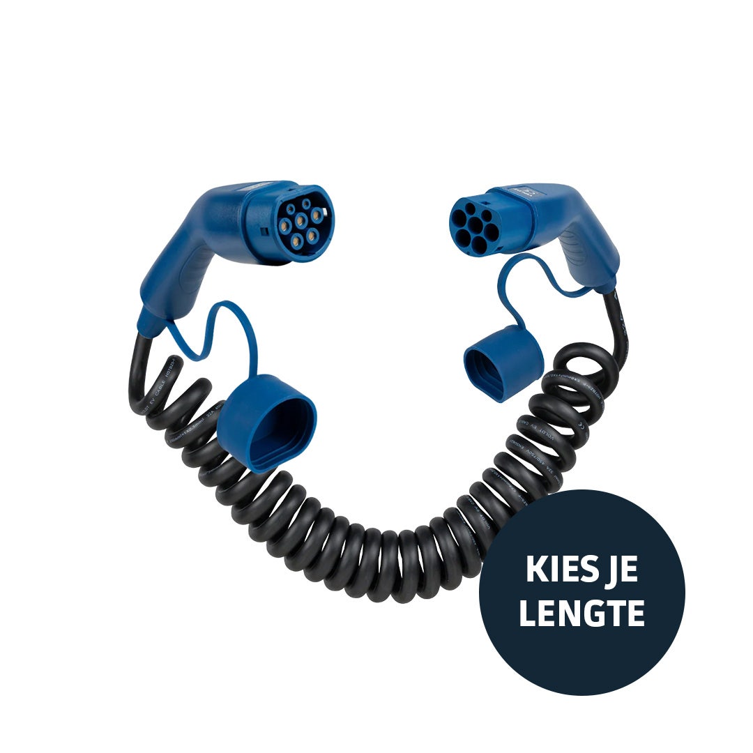 EV laadkabel  spiraal type 2 mode 3 16A 11Kw
