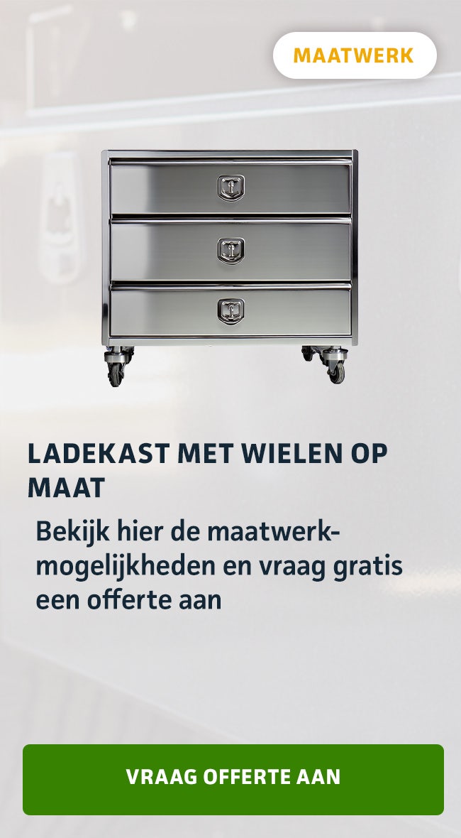 Materiaalkist met lades en zwenkwielen