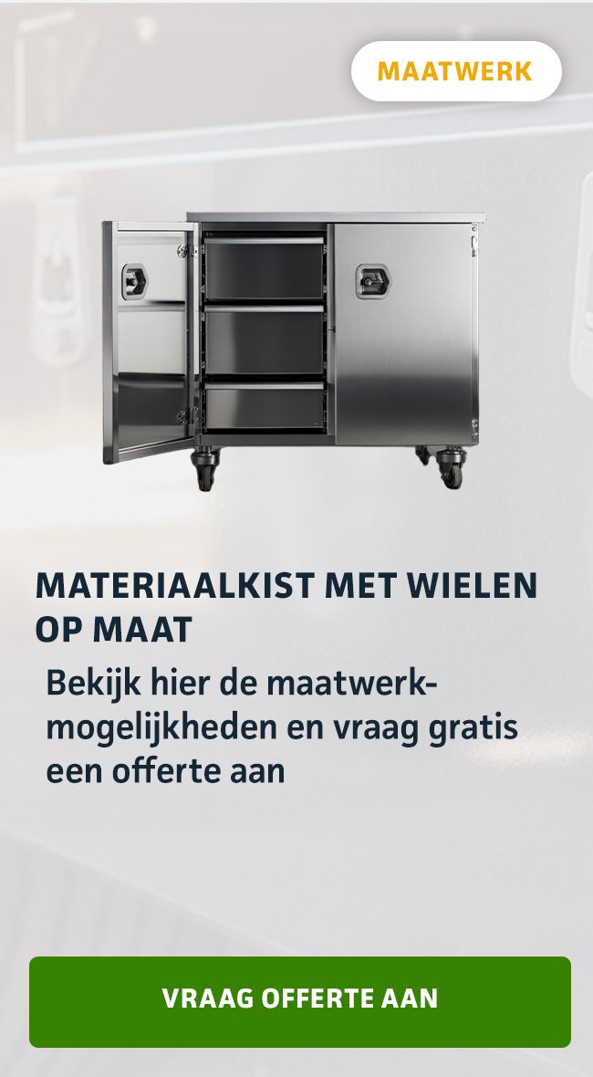 Materiaalkist met deuren en zwenkwielen