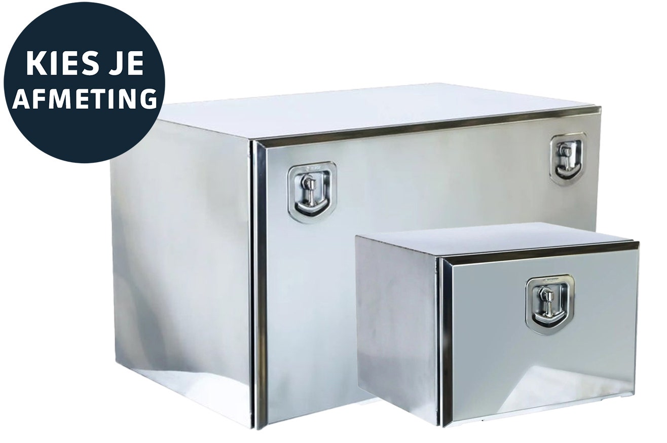 Onderbouwkisten RVS compleet gepolijst met klep. 