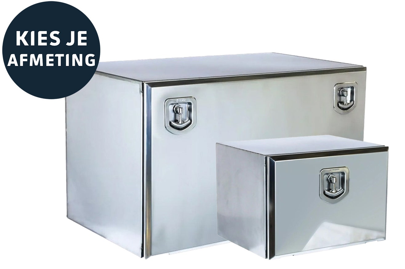 Onderbouwkisten RVS body mat deksel gepolijst met klep. 