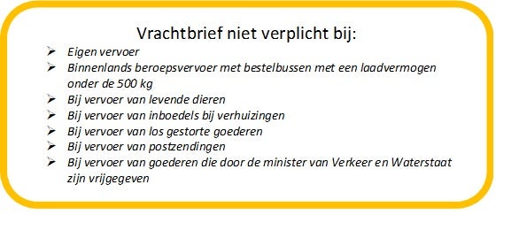 Vrachtbrief niet verplicht